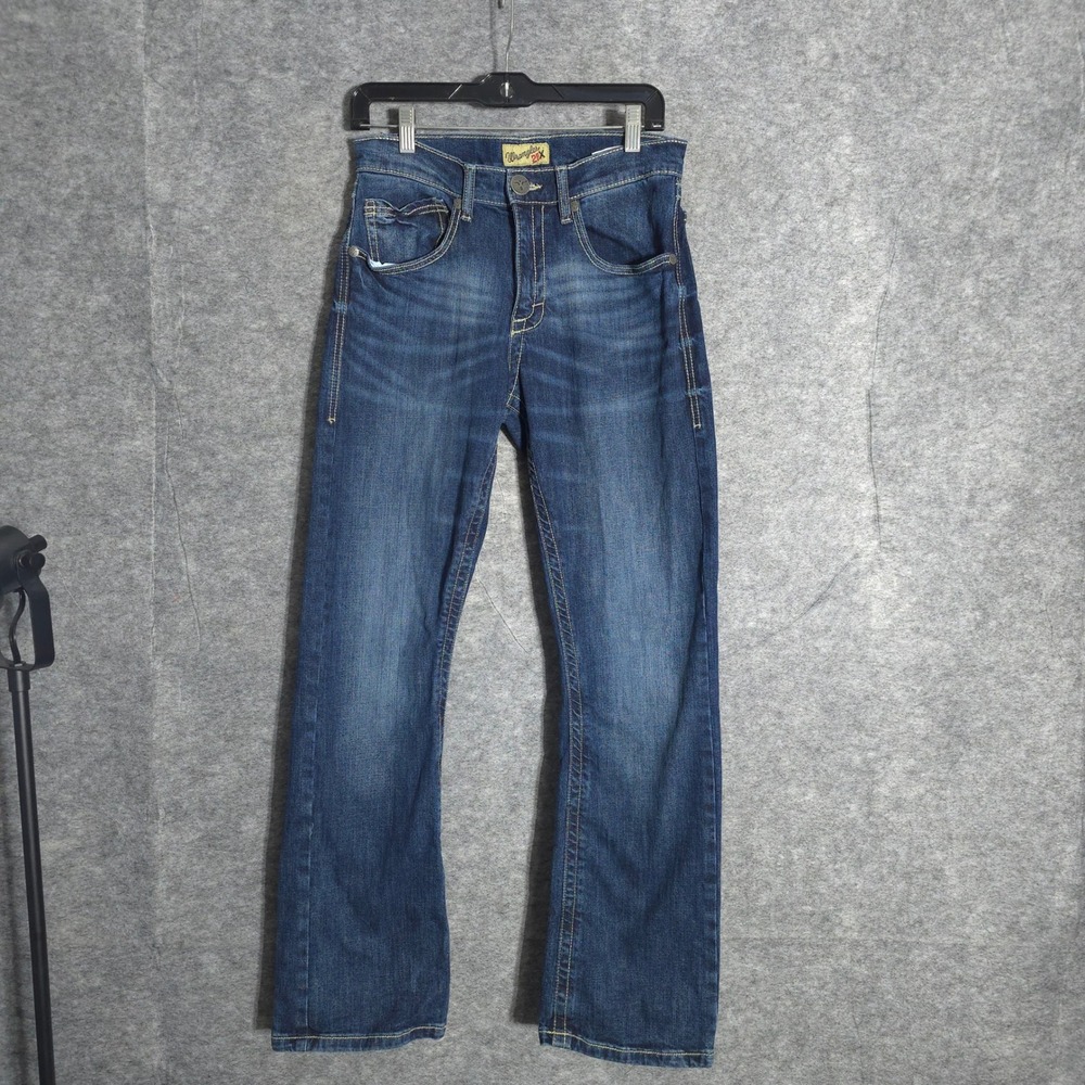 Wrangler 20X Jeans Mens 29x32 Dark Wash Straight Denim Contrast Stitch Workwear